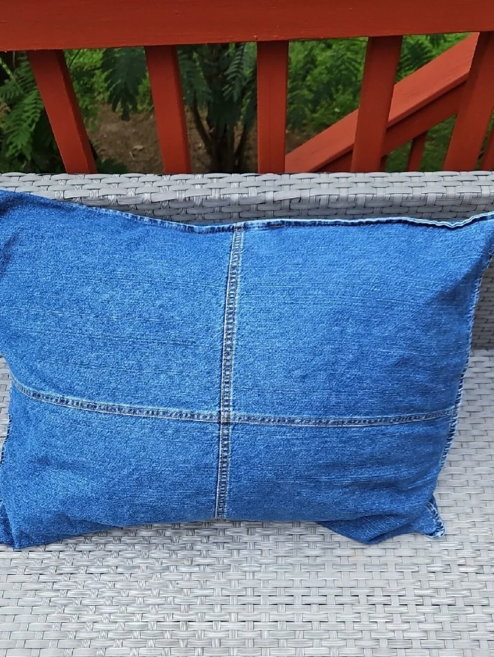 Vintage Y2K 2 Pc Set Tommy Hilfiger Blue Denim Patchwork  Pillow Cases Covers